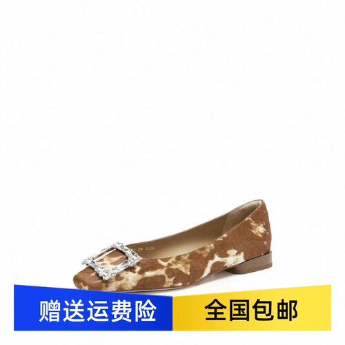 商场同款2026新款金标酒神水晶浅口单鞋平底鞋优雅通勤女鞋ENG03