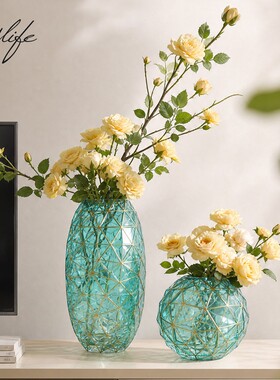 简约描金琉璃花瓶插花花器装饰品