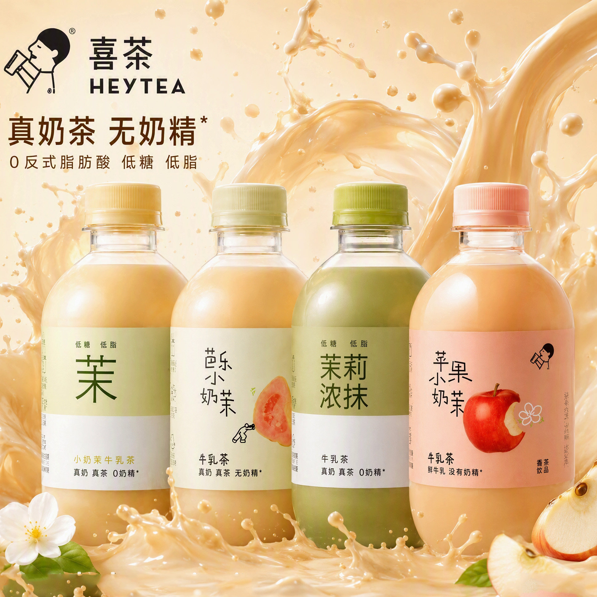 喜茶牛乳茶低糖低脂真奶瓶装