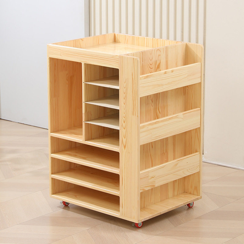 幼儿园移动美工台美术室实木画纸收纳柜早教儿童画室整理架绘画桌