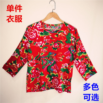 女士东北大红花单件民族风棉绸