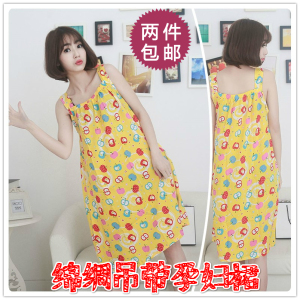 夏季女士绵绸吊带裙绵绸睡裙连衣裙人造棉绸空调服家居服孕妇裙