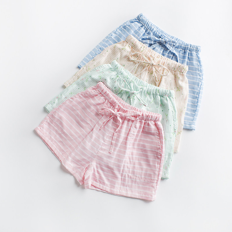 柔软纯棉双层纱布家居裤 夏季女睡裤女士短裤休闲透气舒适小热裤