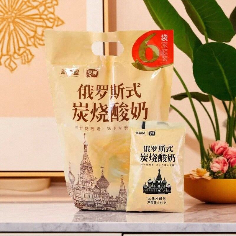 新希望琴牌炭烧酸奶141g袋装熟俄罗斯风味焦香发酵乳低温早餐奶