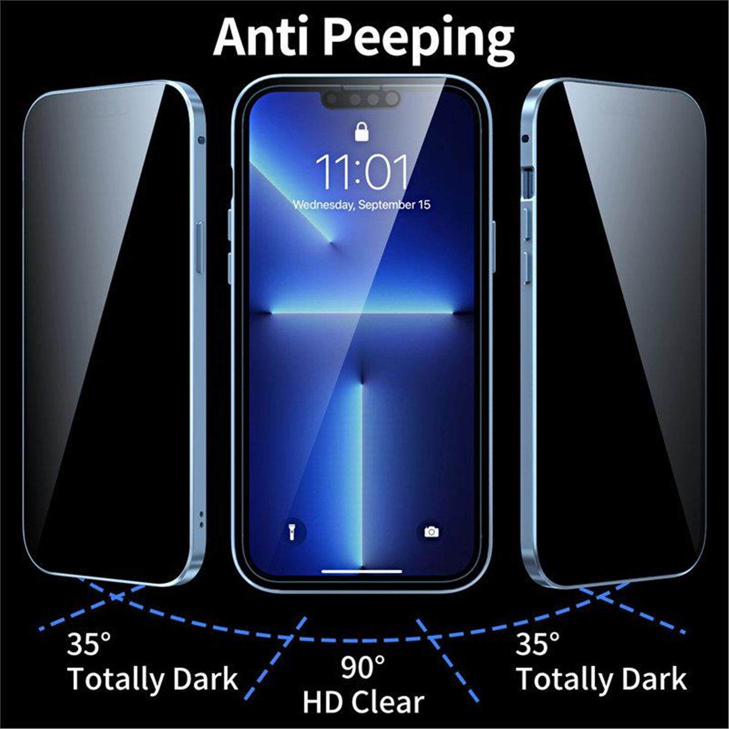 适用iPhone11 12 13 14 15 16 17 Pro Max XSMax privacy phone case iphone air 16e protective glass case
