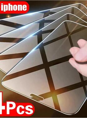4PCS Tempered Glass适用于iPhone11 12 13 14 15 16 17 Pro Max XR XS Max Screen Protector钢化膜屏幕贴膜