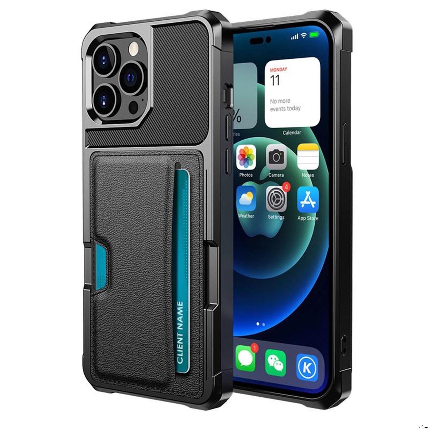 适用于iphone 12 13 14 15 16 pro max case card hold cover苹果15/16plus卡套xsmax防摔三星S24ultra手机壳