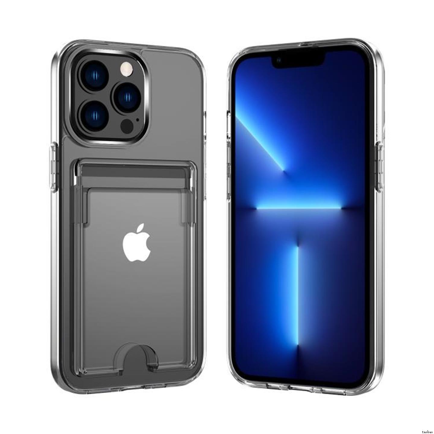 适用于iPhone 15 14 Pro Max Case Card Holder Hard Case iPhone13 12 11 XR XS MAX Cover亚克力硬壳