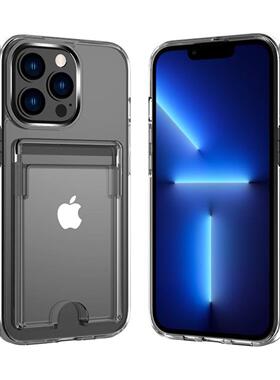 适用于iPhone 15 14 Pro Max Case Card Holder Hard Case iPhone13 12 11 XR XS MAX Cover亚克力硬壳