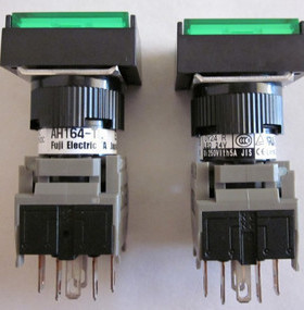 AH164-TL 正品富士绿色矩形带灯按钮开关AH164-TLG11E3 自复位