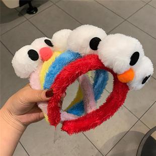 头饰网红可爱百搭外出芝麻街大眼睛发箍洗脸化妆压发发束发带发饰