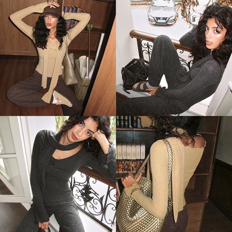 ITSNIKAR 经典一字肩修身长袖针织套装女秋冬阔腿显瘦长裤两件套,女装/女士精品,时尚套装,淘宝优惠券,粉丝福利购,淘宝优惠卷