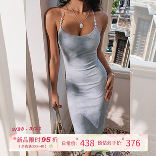 复古针织挂脖连衣裙女夏修身 显瘦包臀长裙子 ITSNIKAR