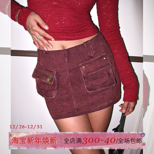 显瘦短裙子 复古半身裙女初秋多口袋设计包臀裙修身 ITSNIKAR 法式