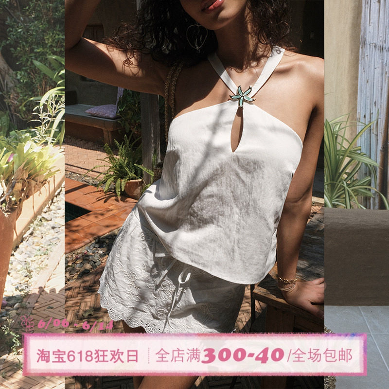 ITSNIKAR法式肌理感挂脖吊带背心女夏无袖抹胸内搭扭结性感短上衣
