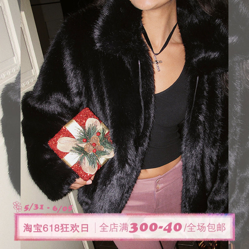 ITSNIKAR 毛绒慵懒风中古皮草大衣女冬加厚保暖高级毛毛短外套