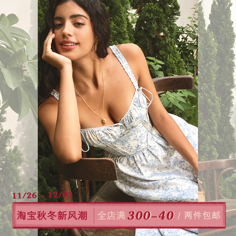 ITSNIKAR法式气质碎花吊带裙