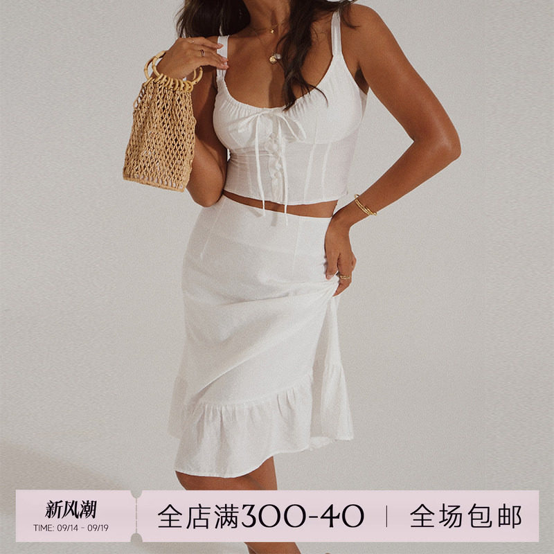 法式复古「朱莉套装」吊带半身裙图片