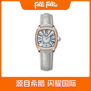 FolliFollie芙丽芙丽欧洲高端时尚 女士腕表复古酒桶方形希腊手表