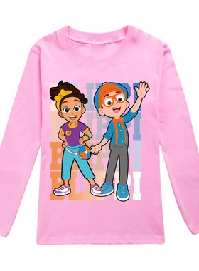 23卡通动漫blippi Toys童装秋装男女童装长袖纯棉圆领上衣多色T恤