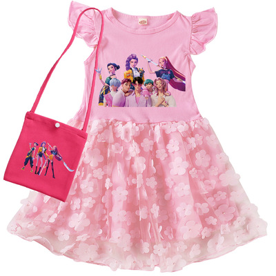 004全棉网纱裙子亮片连衣裙