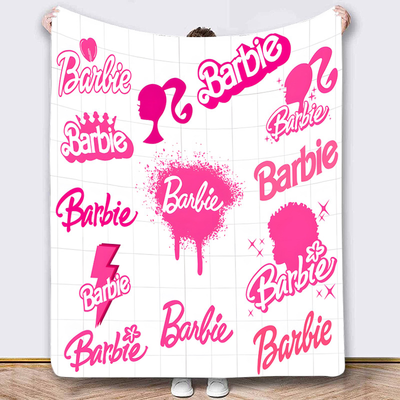 23粉色男朋友ken肯Barbie卡通芭比公主法兰绒毯子舒适轻质厚毯子