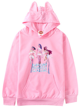 25Kpop Demon Hunter女童装卡通印花童装连帽卫衣2-15岁儿童外套