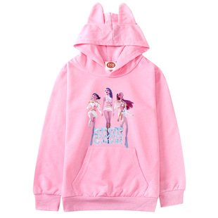 25Kpop Demon Hunter女童装卡通印花童装连帽卫衣2-15岁儿童外套
