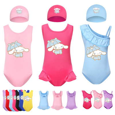 004童连体泳衣泳帽牛奶丝套装