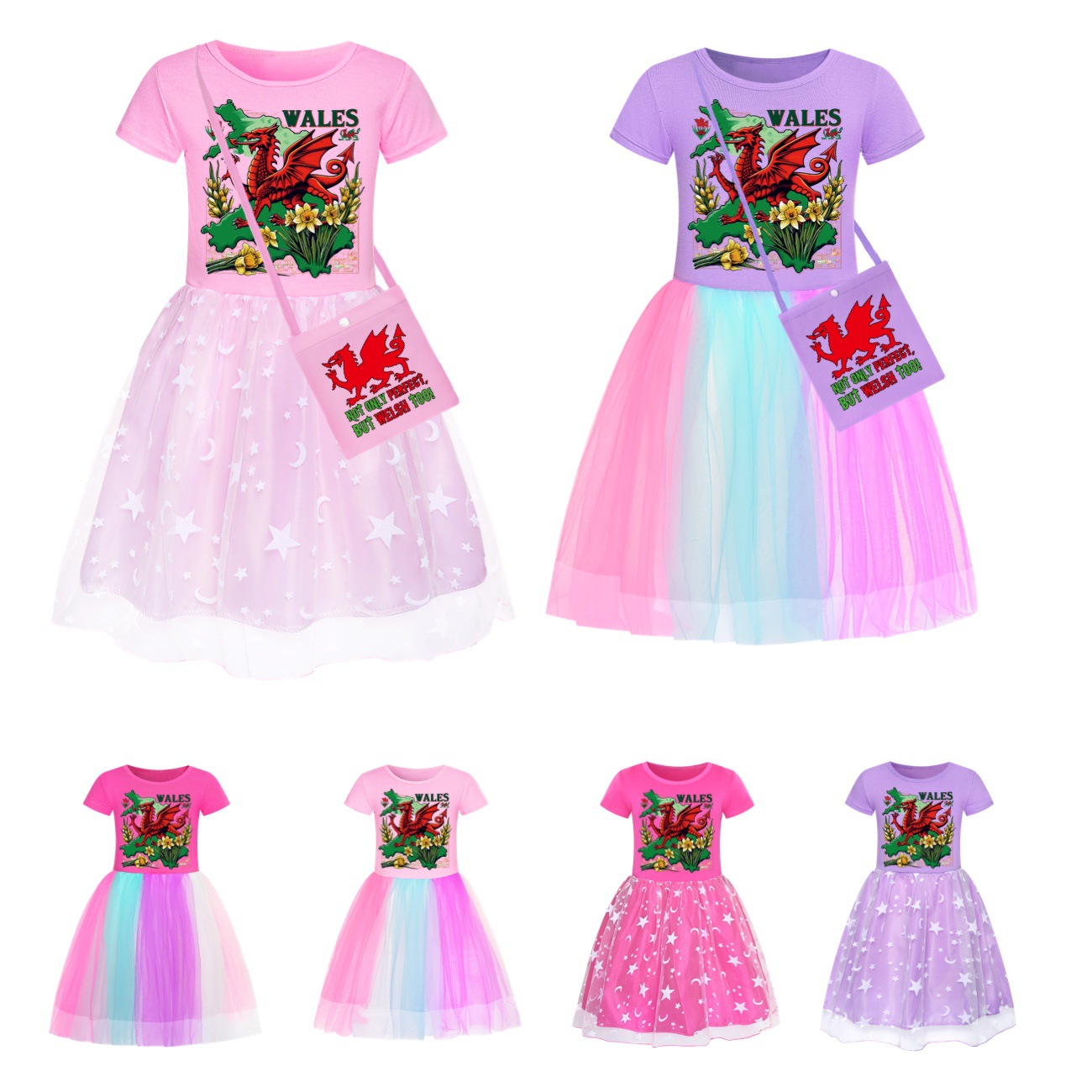 004彩虹彩虹蕾丝裙中大童摆裙子