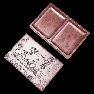 端砚宋坑文房四宝肇庆端砚砚台原石雕刻磨墨书法带盖套砚步步生花