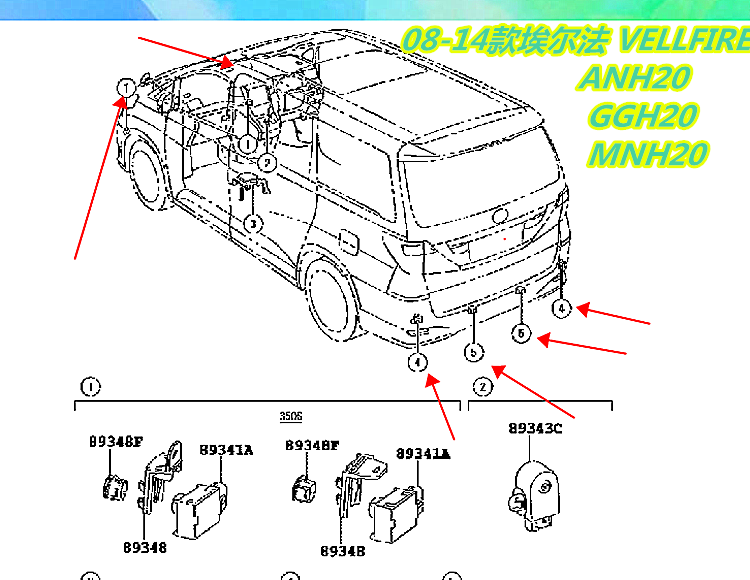 VELLFIRE埃尔法GGH20 ANH20 MNH20前后杠倒车雷达 超声波电眼探头