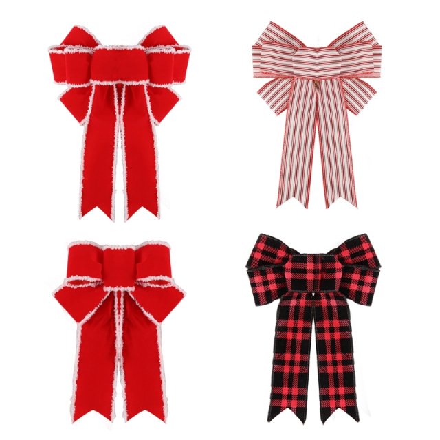 5 pcs christmas cloth bowknot wreath xmas bow hanging pendan