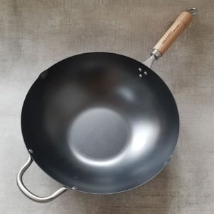日本原装进口HANAKO窒化铁锅炒锅无涂层不易生锈平底锅炒菜锅