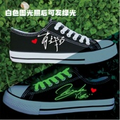 肖战王一博张杰赵丽颖迪丽热巴应援会俊凯夜光男女帆布鞋 明星同款