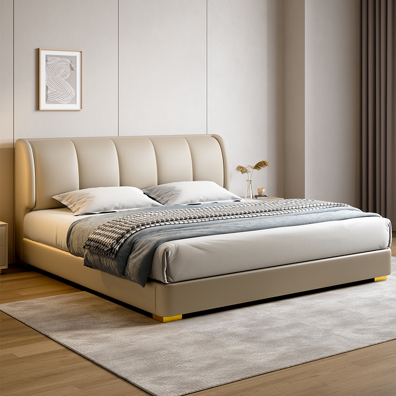 德联尚品钢琴键真皮床