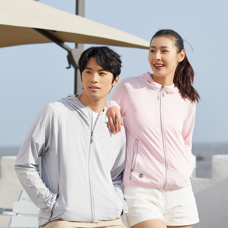 夏季新款防紫外线原纱冰丝连帽防晒衣男女轻薄透气款骑车防晒服