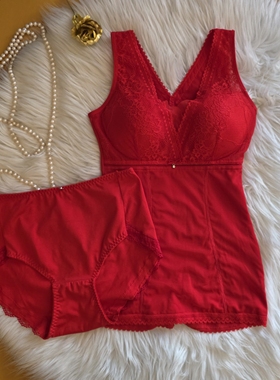 元单红色塑身衣加绒保暖强压收腹美背束腰塑型聚胸拢胸嫁娶本命年