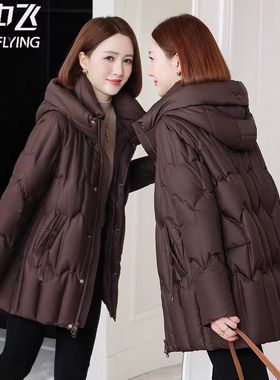 雪中飞羽绒服女2025冬季新款时尚中长款过膝加厚保暖外套妈妈装