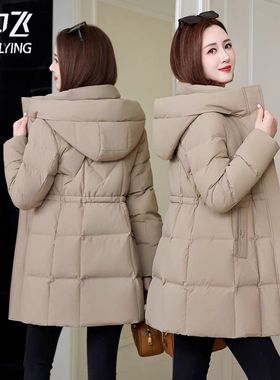 雪中飞羽绒服女中长款2025冬季新款小个子大码白鸭绒品牌加厚外套