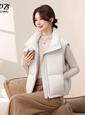 雪中飞正品鸭绒马甲女短款2025秋冬新款时尚简约外穿保暖坎肩外套