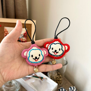 生肖猴手工刺绣钥匙扣童趣卡通包挂件男女朋友文创生日礼物成品