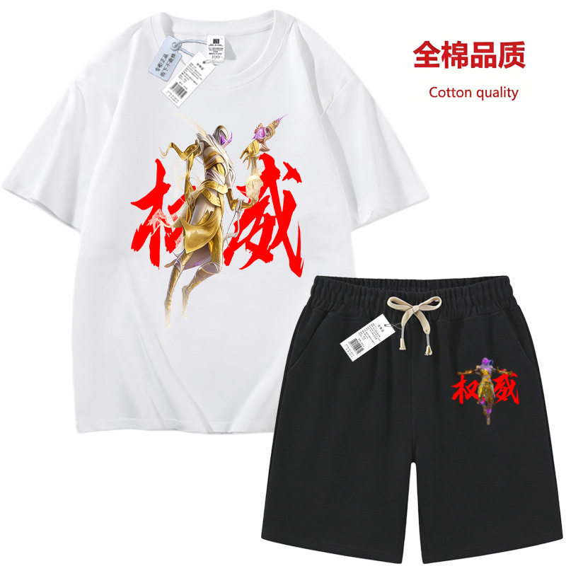 夏季爆款权威套装印花网红和平同款精英装扮游戏男女短袖宽松上衣