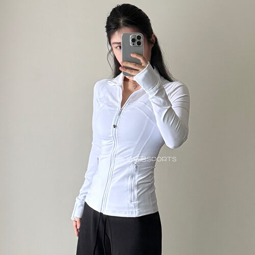 defin*瑜伽上衣运动外套女夏秋健身服立领修身显瘦收腰防晒开衫
