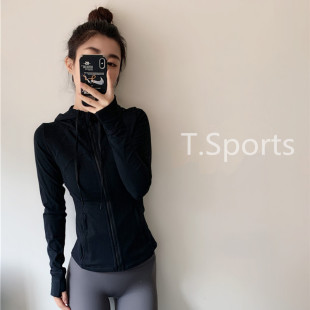 跑步運動連帽衫 春夏速干健身服上衣女 專業瑜伽外套女長袖 高品