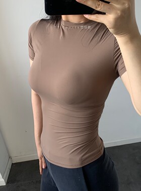 薄而不透～卡戴珊Skim* FITS平替短袖T恤女健身瑜伽上衣修身外穿