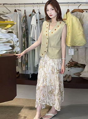 巨好看的衬衫半身裙时尚套装女2026夏季新款V领漂亮通勤正装HZY