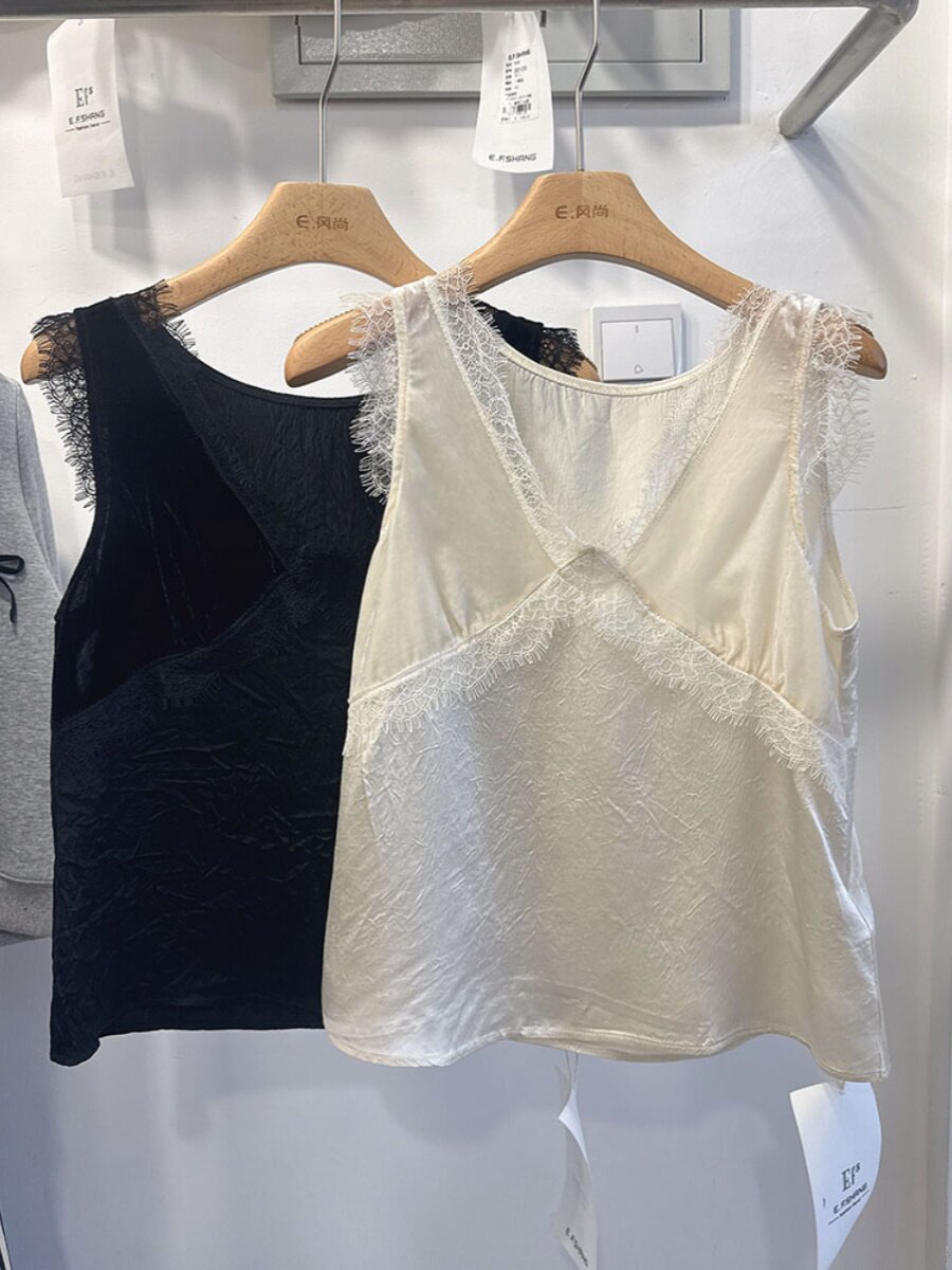 f.shang夏季新款99121高级感蕾丝花边背心女上衣内搭外穿小吊带