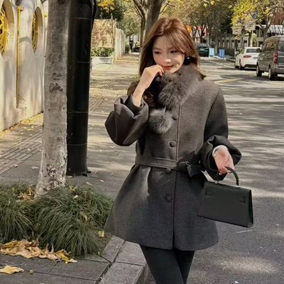 保暖羽绒毛呢外套女杭之韵