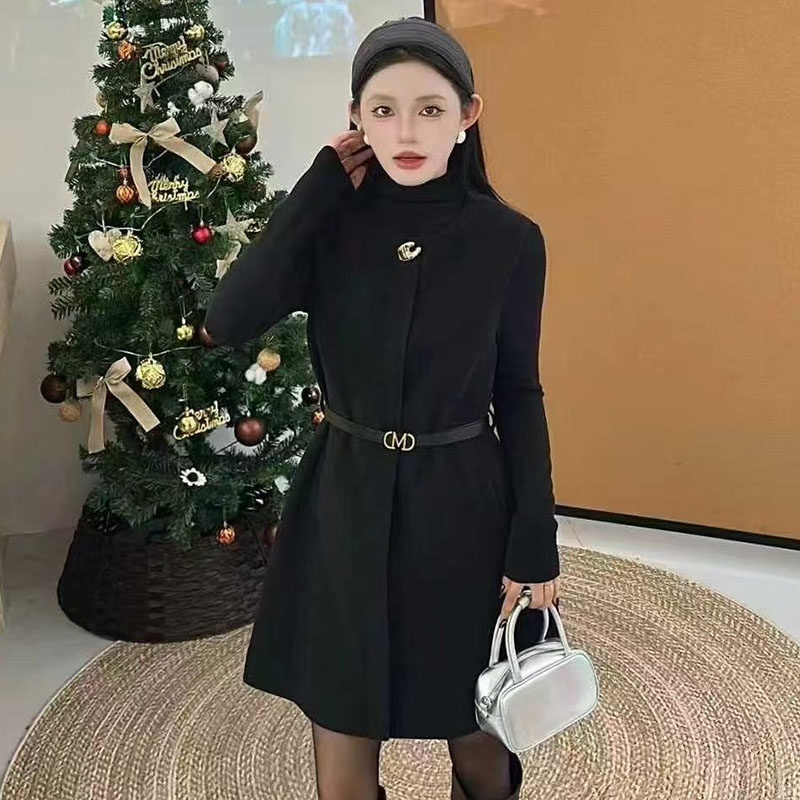 一枝羽高领收腰时尚毛呢吊带背心裙针织上衣套装女2025春季两件套,女装/女士精品,时尚套装,淘宝优惠券,粉丝福利购,淘宝优惠卷